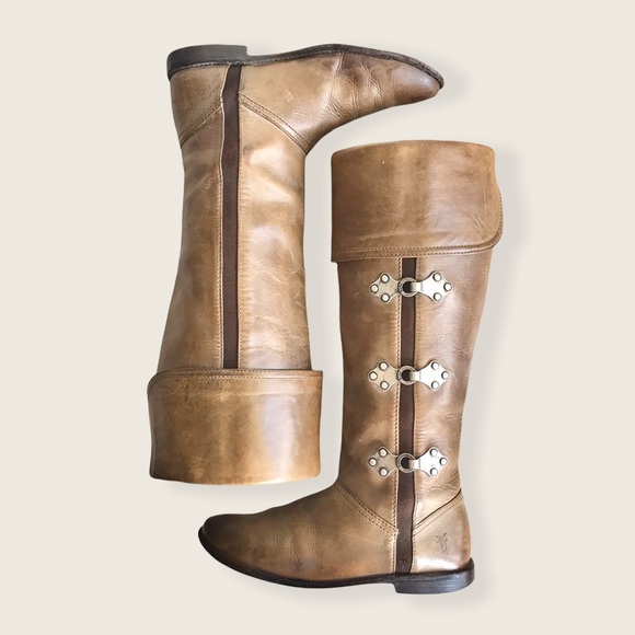 RARE Frye Paige Clovertab Vintage Leather Boots - Picture 2 of 16